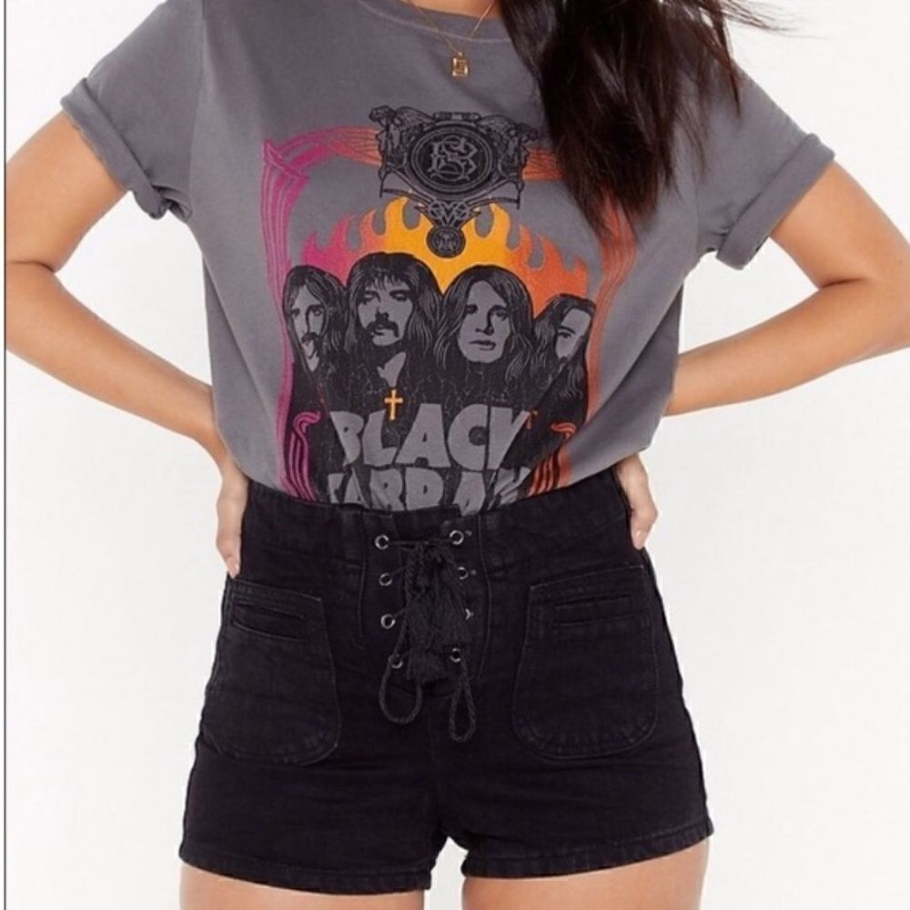 Brave Soul Mindy High Waisted Black Shorts Size 12/40